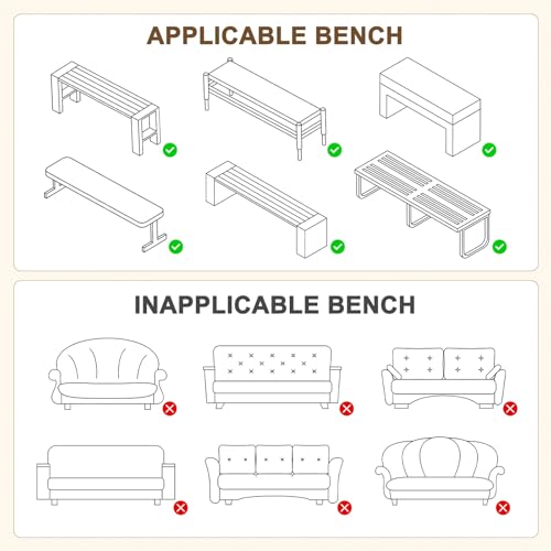 M METERXITY Stretch Dining Bench Cover with Skirt, 31-51" Polyester Soft Seersucker Bench Slipcover Covers Removable Washable for Banquet/Bedroom/Piano Red Wine, Medium