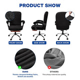 NeColorLife Stretchable Office Chair Cover with Armrest Covers - Zippered High Back Seat Cover for Extra Large Executive Desk Chairs,Big Tall Man (X-Large Size, Black)