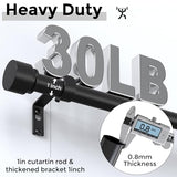 Curtain Rods 36-144 Inch, Extra Long Heavy Duty 1 Inch Curtain Rods for Windows, Black Adjustable Window Treatment Rod, Single Side Telescopic Splicing Drapery Rods Modern Design, Easy Installation
