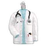 Old World Christmas Doctor's Coat Glass Blown Ornament for Christmas Tree, Handcrafted Holiday Decoration, Doctor Collection