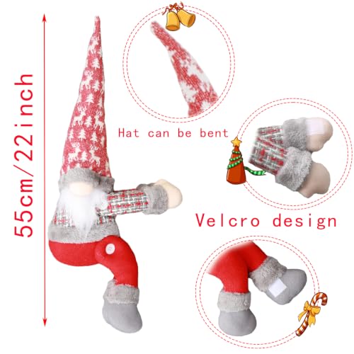 Christmas Tree Topper Gnomes Decorations,22 Inch Handmade with Lighted Star | Gnome Tree Topper Remote Control Lighted Star Lighted Multi-use Xmas Ornament for Home Wine Bottle, Curtain, handrail