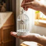 Vela Lanterns Decorative Indoor Bird Cage Candle Holders, White, Mini, 4PK