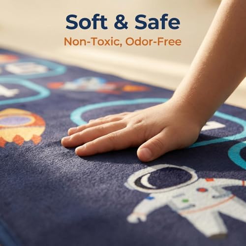 Hopscotch Rug for Kids Indoor, Hop Scotch Mat Non-Slip Carpet, Educational Hopscotch Game Rug with Numbers, Washable Play Mat for Classroom Bedroom, Indoor Hopscotch for Boys Girls