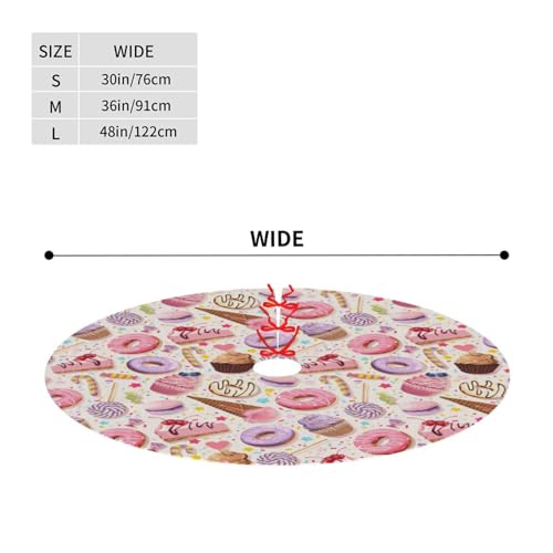 Lollipop Candy Macaroon Cupcake Christmas Tree Skirt 36" for Xmas Halloween New Year Holiday Party Home Tree Mat Decor Ornaments Decoration