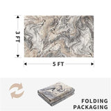 PADOOR Abstract 3'x5' Area Rug, Washable Non-Slip Low Pile, Marble Grey