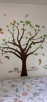 Amaonm Removable Cartoon Giant Brown Tree Wall Decals DIY Leaves Wall Sticker Peel and Stick Wall Decor for Nursery Kids Girls Nursery Room Bedroom Living Room Offices Kindergarten Decoration(Tree)