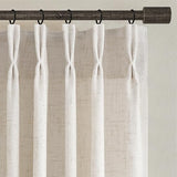 Joywell Linen Pinch Pleated Curtains 84 Inches Long 2 Panels | Thick Living Room Bedroom Drapes, Light Filtering Semi Sheer, Natural Cream Ivory Beige Birch, Boho Back Tab, with Clip Rings