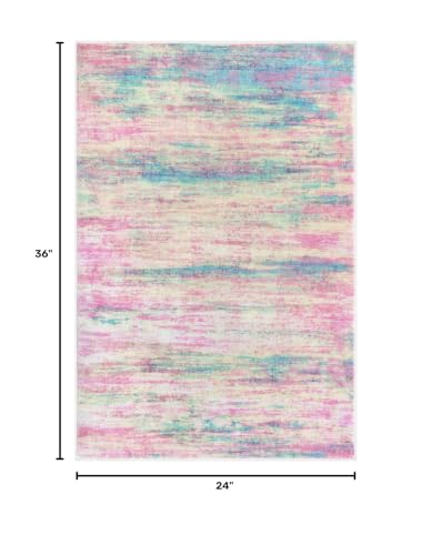KOZYFLY Abstract Rugs for Entryway 2x3 Small Area Rug Multi-Pink