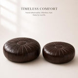 Handmade Moroccan Leather Pouf – Delivered Unstuffed – Ottoman, Footstool, Footrest, Hassock, Floor Cushion – Artisan Crafted (Dark Brown, 22" D x 22" W x 12" H)