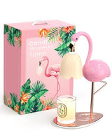 Fragrance Candle Warmer Flamingo Lamp with Timer, Dimmable, Halogen, Polished, Pink, for Home Decor 6.69 x11 x15.35 in