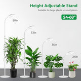 Floor Grow Lights for Indoor Plants, Full Spectrum Plant Light with 68" Stand for Growing Large Tall Plants, White Halo Grow Lamp with 6/12/16H Timer, 3 Light Modes, 5 Dimming