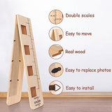 Garybank Solid Wood Growth Chart for Kids with Picture Frames, Height Measurement Ruler Milestone Markers, Foldable Kids Height Wall Chart, Christmas Keepsake Gift for Toddler Boy Girl Room Wall Decor