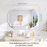 GLASHOM Frameless Bathroom Mirror, 30x40 inch Frameless Wall Mirrors Beveled Edge Wall Mounted, Oval Mirror for Bathroom, Living Room, Over Sink, Entryway Mirror Horizontal or Vertical
