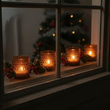 12 Pack Votive Candle Holders, Amber Vintage Candles Holders for Christmas