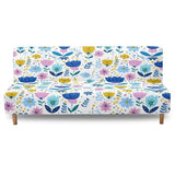 Xoenoiee Futon Sofa Bed Cover Stretch Armless Futon Slipcover Washable Elastic Sofa Couch Covers Home Furniture Protector, Boho Abstract Floral Daisy