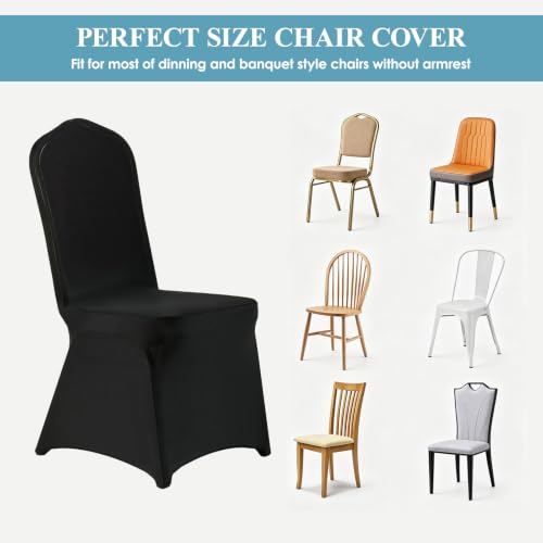 VidaFete 100PCS Black Chair Cover, Polyester Spandex Dining Chair Cover Stretchable Chair Slipcovers for Dining Room, Kitchen, Wedding, Banquet, Fits Most Seat Shapes
