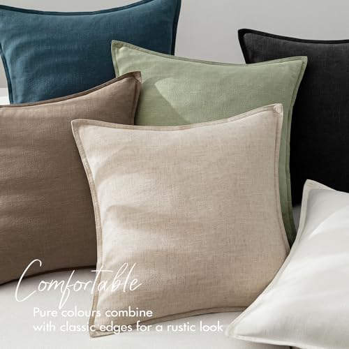 EMEMA Decorative Linen Throw Pillow Covers 20x20 Inch Grass Green