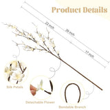 Ammyoo 4Pcs Cherry Blossom Branches Artificial Flowers for Spring Summer Indoor Decoration,Faux Long Stem Artificial Flowers for Wedding Home Office Bedroom Party Table Centerpieces Decor(White)