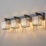 Modern Bathroom Vanity Light 4-Lights Modern Black Crystal Wall Light Bathroom Vanity Light Fixtures