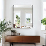 KOCUUY 30x36 Inch Rectangle Bathroom Mirror with Black Metal Frame,Modern Design of Wall Mounted Upgraded Shatterproof Glass, Rounded Corners for Bedroom, Living Room, Entryway