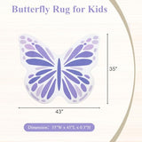 Topotdor Cute Butterfly Kids Rugs for Girls Bedroom, Toddler Nursery Rug Soft Washable Kids Area Rug for Butterfly Living Room Playroom Decor, Purple 35 x 43 inch