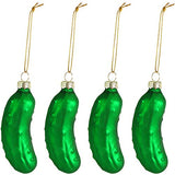 Ornativity Christmas Pickle Tree Ornament - Traditional Glass Blown Green Pickles Hanging Pickle Xmas Holiday Ornaments Decor 3.5" Pack of 4