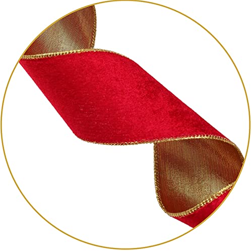 BUVANE Christmas Tree Topper,48x13 Inches Velvet Toppers Bow,Large Decorative Bows for Christmas Decoration (Red)