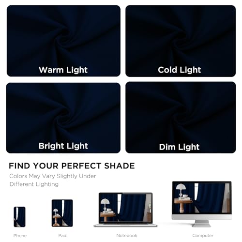 CUCRAF Navy Blue Blackout Curtains 84 Inches Length 2 Panels Set, Rod Pocket and Back Tab Window Curtain, Dark Blue Thermal Insulated Darkening Drapes for Bedroom Living Room (W52 x L84 Inch)