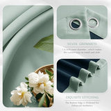 Beauoop 100% Blackout Curtains 84 Inch Long 2 Panels for Bedroom Living Room Seafoam Green Solid Room Darkening Thermal Insulated Soundproof Energy Saving Grommet Top Window Treatment Drapes,52x84