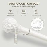 TKZTKZ White Curtain Rods for Windows 36 to 88:Boho Wooden Curtain Rod for Bedroom Livingroom Farmhouse 1 Inch Heavy Duty Adjustable Curtain Rod with Imitation Wood Grain Easy Install,Antique White