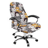 Cartton Cat Office Chair Cover Stretch Slipcover for Desk Chair Easy to Remove and Wash Furniture Protector Dust Cover for Universal Rotating Boss Computer Armrest Chairs