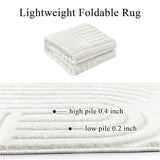SHACOS Soft Cozy Fluffy Arch Pattern High Low Pile Area Rugs 8'x10' Large Non Slip Washable Modern Geometric Rug Scandinavian Minimalist Carpet for Living Room Bedroom Dining Room, Cream White