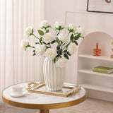 Nubry Artificial Silk Rose Flower Bouquet Lifelike White Fake Rose for Wedding Home Party Decoration Event Gift 10pcs (Off White)