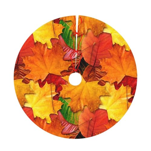 Fall Maple Leaves in Autumn for Thanksgiving Christmas Tree Skirt 36" for Xmas Halloween New Year Holiday Party Home Tree Mat Decor Ornaments Decoration