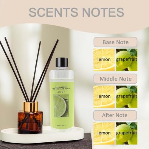 Scent Diffuser Oil Refill | 6.76 fl oz(200ml) Home Fragrance Defusers | Scented Aroma Essential Oil Reed Diffuser Lemon 200ml