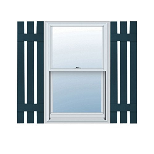 Builders Edge 12"W x 54"H , Custom Three Board Spaced (2 Batten) Shutters (Per Pair), 166 - Midnight Blue
