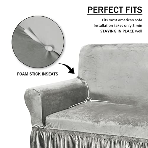 NICEEC Grey Loveseat Covers and Couch Cover Bundle