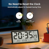 EASYERA 15'' Large Digital Wall Clock Battery Operated, Atomic Clock with Indoor Temperature and Humidity, Self-Setting with Auto DST, for Kitchen, Classroom, Living Room (Batteries Not Included)