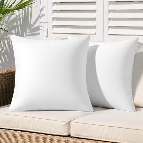 MIULEE Outdoor Pillow Inserts 18x18 Pack of 2 Waterproof Throw Pillow Inserts Decorative 100% Virgin Fibers Filling for Patio Sofa Couch