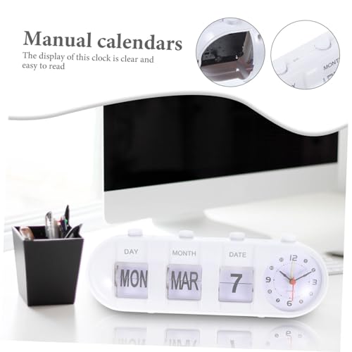 Garneck Home Office Manual Flipping Clock Retro Desktop Calendar Month Date Display Material for Home Decor Easy Read Design for Office Kitchen and More