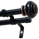 H.VERSAILTEX Double Curtain Rods for Windows 16.2 to 90.6 Inches 3/4 inch Diameter Adjustable Decorative Telescoping Double Curtain Rod with Brackets Heavy Duty Splicing Double Curtain Rods, Black