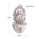 KOMI Sacred Heart of Mary Holy Water Font Resin Catholic Holy Water Font for Entrance Home Wall Hanging Religious Gifts