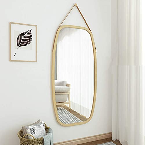Freestanding Bathroom Mirror Wall Mirror for Bedroom Full Length Full Length Tall Mirror 29″/39″ Rectangular Floor Standing Makeup Dressing Mirror with Adjustable Pu Leather Strap Frame 43×74