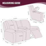 KinCam Loveseat Recliner Covers with Middle Console Slipcover, Recliner Sofa Covers 2 Seat Couch Cover Stripe Jacquard Furniture Protector Covers with Elastic Bottom for Kids, Pets (Burgundy)
