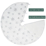 Christmas Tree Skirts 24 Inches Mini Plush Tree Skirt Silver Snowflakes Tree Mats for Winter Holiday Xmas Party Decorations
