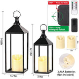 2 Pcs Black Decorative Metal Lanterns Farmhouse Lantern Decor with Candles