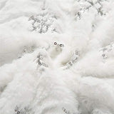 Christmas Sequin Tree Skirt 30in,White Soft Thick with Silver Snowflakes Decorations for 3FT 4FT 5FT Xmas Tree