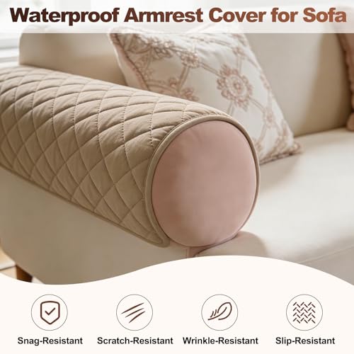 uxcell 2 Pcs Couch Arm Covers, 28" x 24" Waterproof Armrest Cover for Sofa, Non-Slip Chair Arm Covers Protector, Headrest Cover, Dark Brown