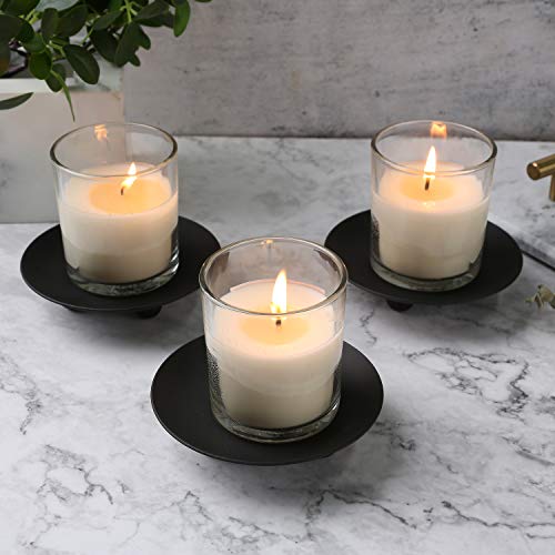 Decorative Iron Plate Candle Holder, Black, Set of 3,Candle Stand for LED & Wax Candles