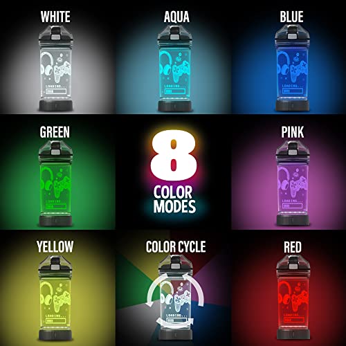 Attivolife Gamepad 3D Illusion Lamp with Remote Control + 16 Color Changing, Game Glowing Water Bottle 14 OZ BPA Free, Best Gift for Boy Men